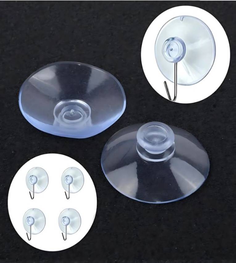 Lot de 10 crochets à ventouse en plastique transparent de 30 mm pour les macarons de voiture, cuisine, mur, fenêtre, porte en verre, salle de bain, douche, avec crochets métalliques